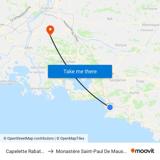 Capelette Rabatau to Monastère Saint-Paul De Mausole map