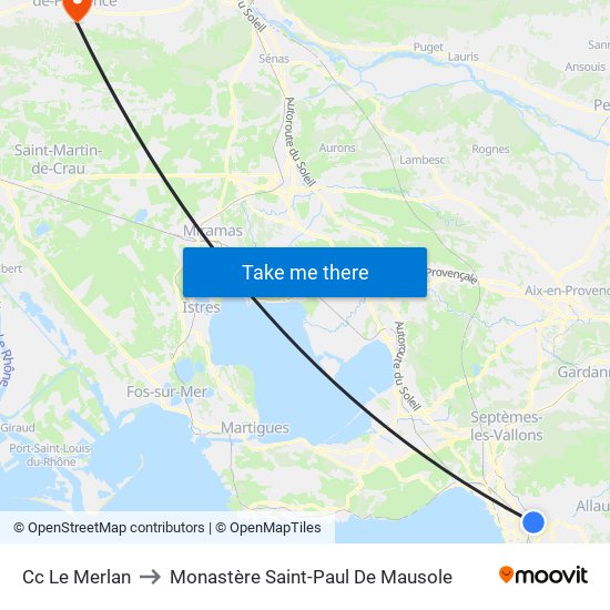 Cc Le Merlan to Monastère Saint-Paul De Mausole map