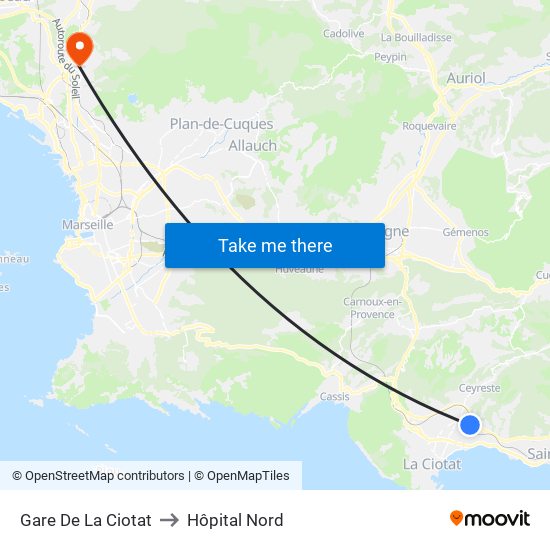 Gare De La Ciotat to Hôpital Nord map