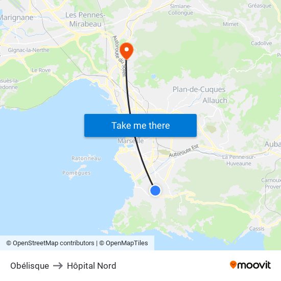Obélisque to Hôpital Nord map