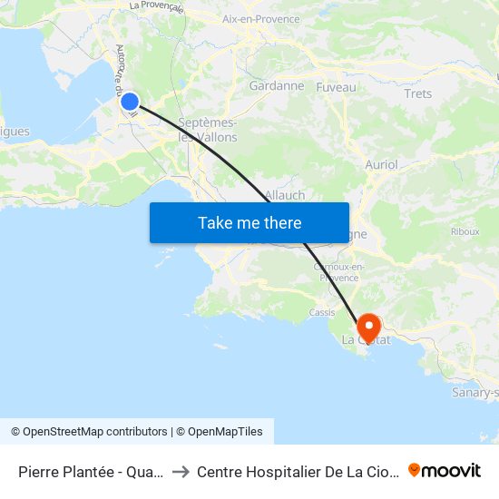 Pierre Plantée - Quai 7 to Centre Hospitalier De La Ciotat map