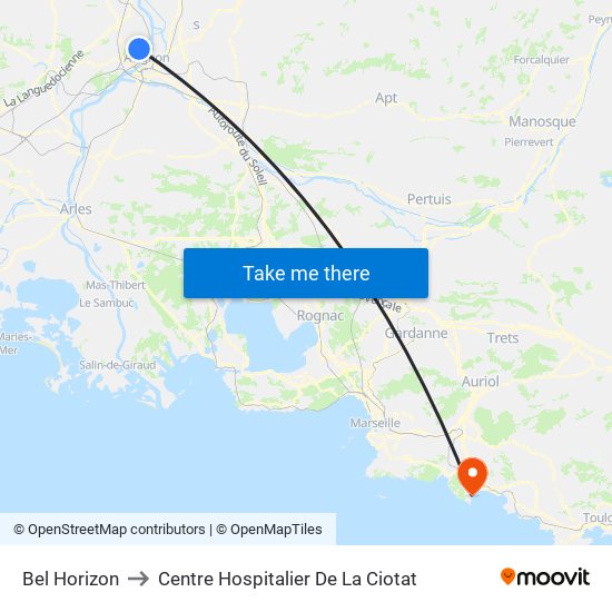 Bel Horizon to Centre Hospitalier De La Ciotat map