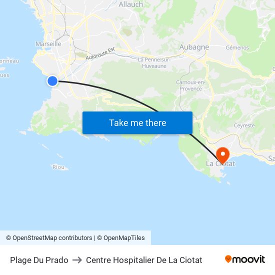 Plage Du Prado to Centre Hospitalier De La Ciotat map