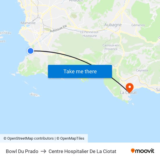 Bowl Du Prado to Centre Hospitalier De La Ciotat map