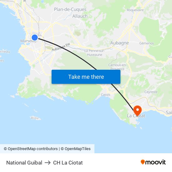 National Guibal to CH La Ciotat map