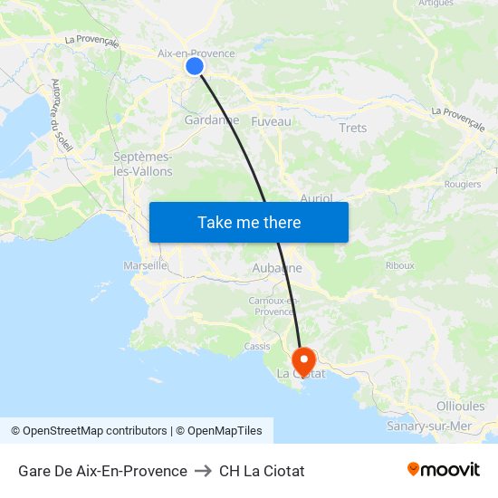 Gare De Aix-En-Provence to CH La Ciotat map