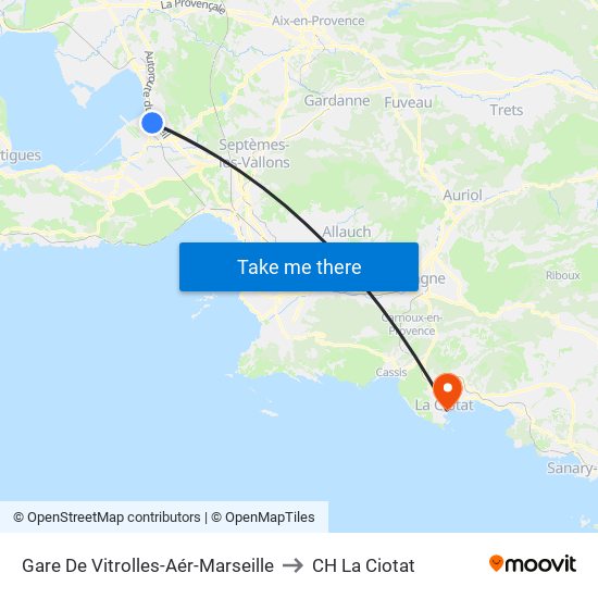 Gare De Vitrolles-Aér-Marseille to CH La Ciotat map