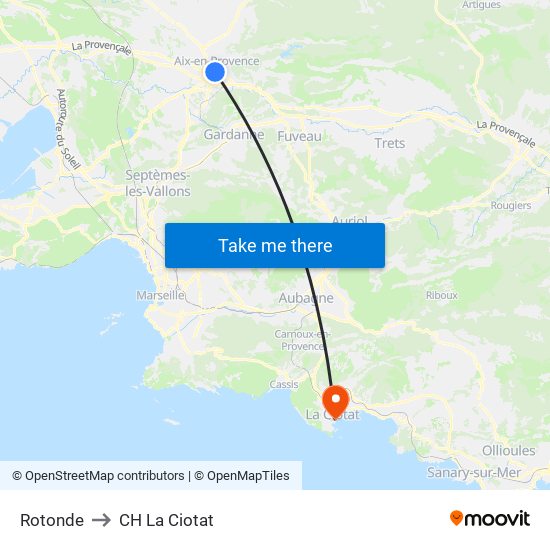 Rotonde to CH La Ciotat map