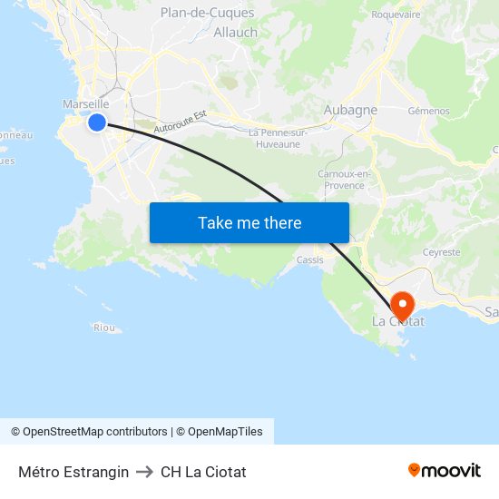 Métro Estrangin to CH La Ciotat map