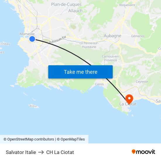Salvator Italie to CH La Ciotat map