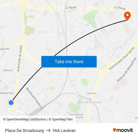 Place De Strasbourg to HIA Lavéran map