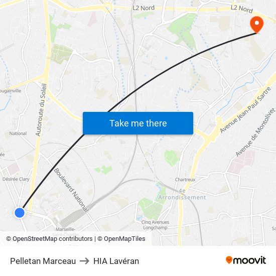 Pelletan Marceau to HIA Lavéran map