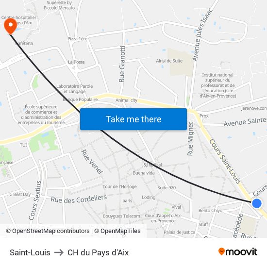 Saint-Louis to CH du Pays d'Aix map