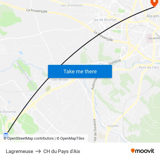 Lagremeuse to CH du Pays d'Aix map