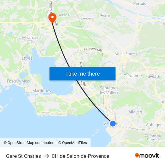 Gare St Charles to CH de Salon-de-Provence map