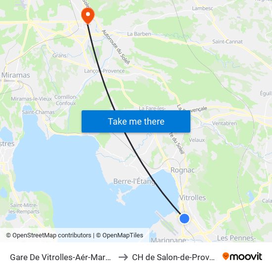 Gare De Vitrolles-Aér-Marseille to CH de Salon-de-Provence map