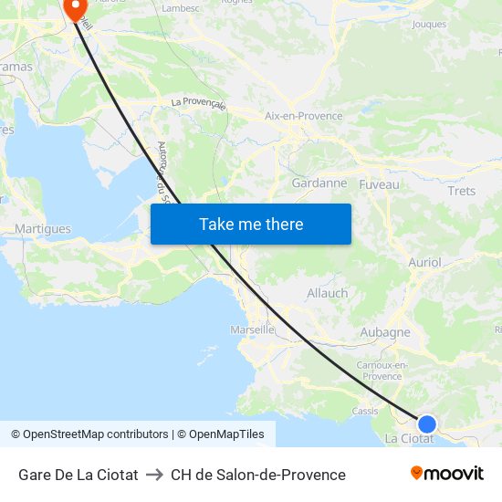 Gare De La Ciotat to CH de Salon-de-Provence map