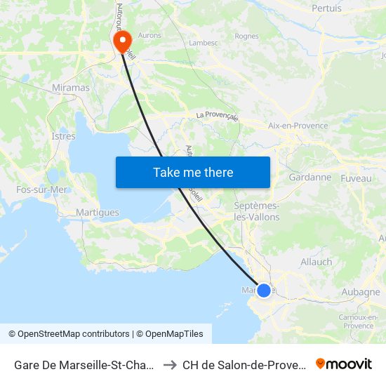 Gare De Marseille-St-Charles to CH de Salon-de-Provence map
