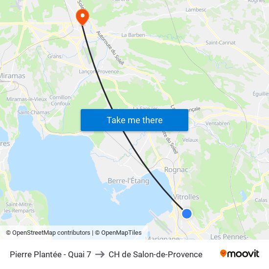 Pierre Plantée - Quai 7 to CH de Salon-de-Provence map