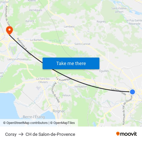 Corsy to CH de Salon-de-Provence map