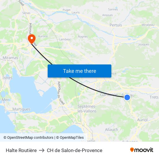 Halte Routière to CH de Salon-de-Provence map