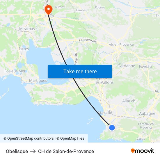 Obélisque to CH de Salon-de-Provence map