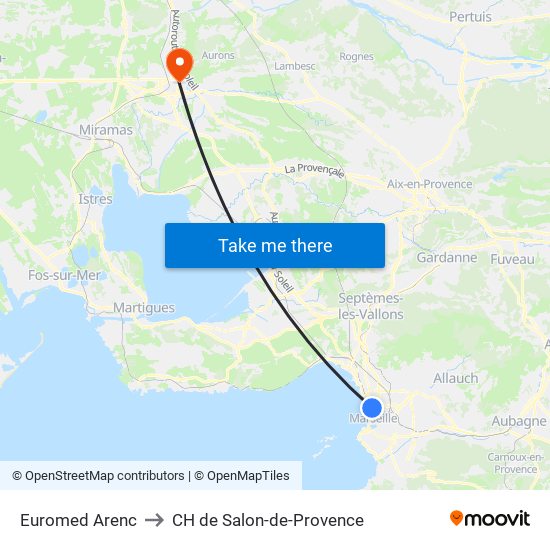 Euromed Arenc to CH de Salon-de-Provence map