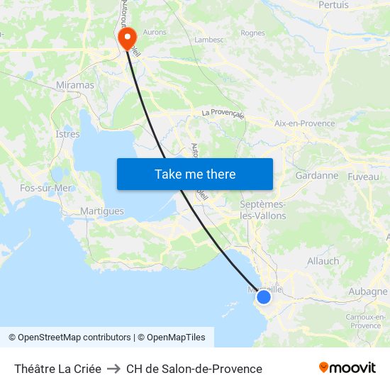 Théâtre La Criée to CH de Salon-de-Provence map