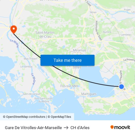 Gare De Vitrolles-Aér-Marseille to CH d'Arles map
