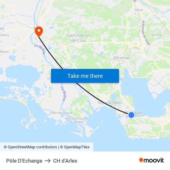Pôle D'Echange to CH d'Arles map