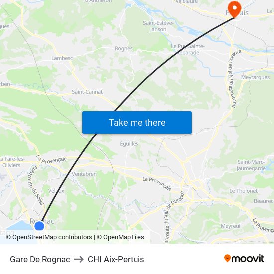 Gare De Rognac to CHI Aix-Pertuis map