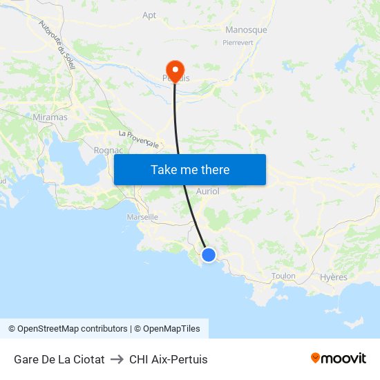 Gare De La Ciotat to CHI Aix-Pertuis map