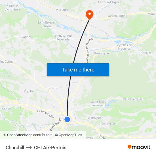 Churchill to CHI Aix-Pertuis map