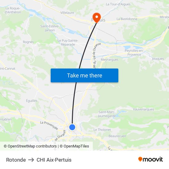 Rotonde to CHI Aix-Pertuis map