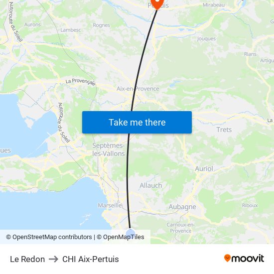 Le Redon to CHI Aix-Pertuis map