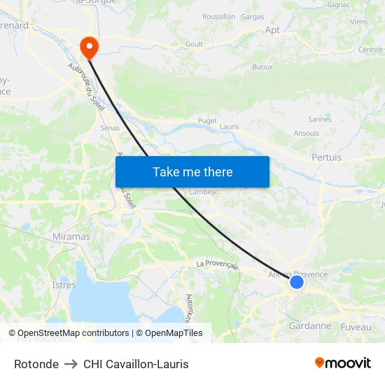 Rotonde to CHI Cavaillon-Lauris map