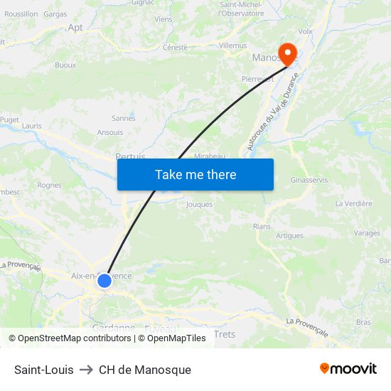 Saint-Louis to CH de Manosque map