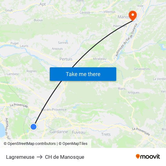 Lagremeuse to CH de Manosque map