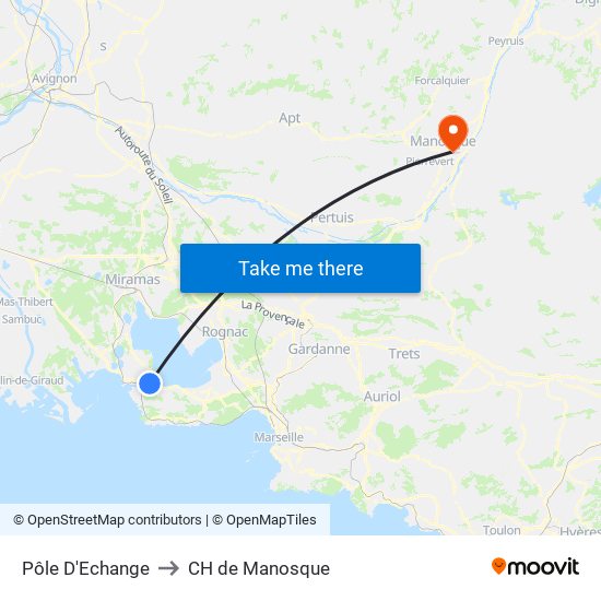 Pôle D'Echange to CH de Manosque map