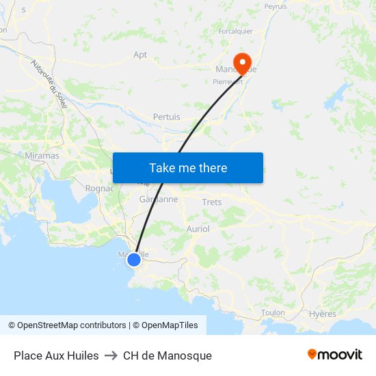 Place Aux Huiles to CH de Manosque map