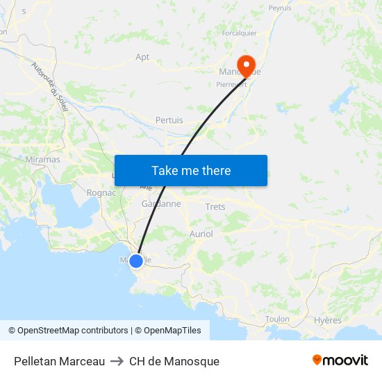 Pelletan Marceau to CH de Manosque map