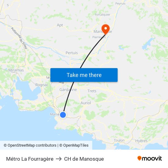 Métro La Fourragère to CH de Manosque map