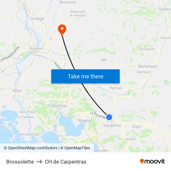 Brossolette to CH de Carpentras map