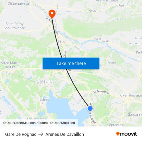 Gare De Rognac to Arènes De Cavaillon map