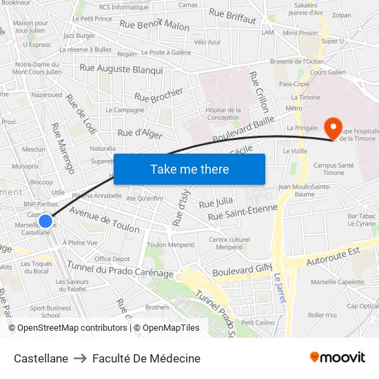 Castellane to Faculté De Médecine map