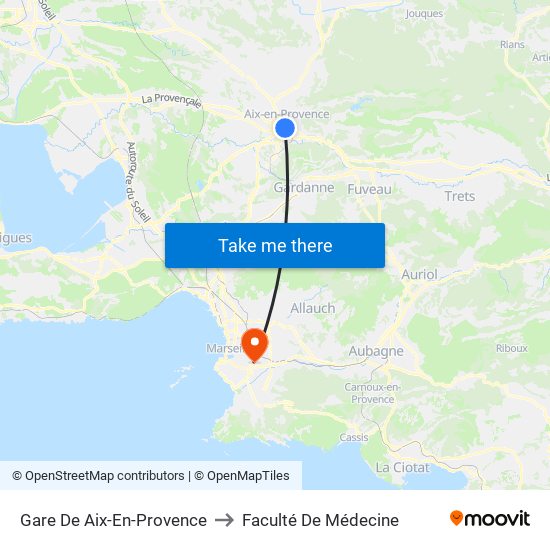 Gare De Aix-En-Provence to Faculté De Médecine map