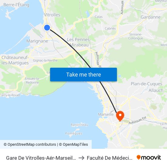 Gare De Vitrolles-Aér-Marseille to Faculté De Médecine map