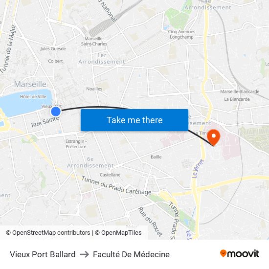 Vieux Port Ballard to Faculté De Médecine map