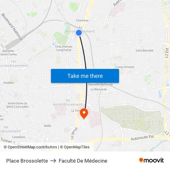 Place Brossolette to Faculté De Médecine map