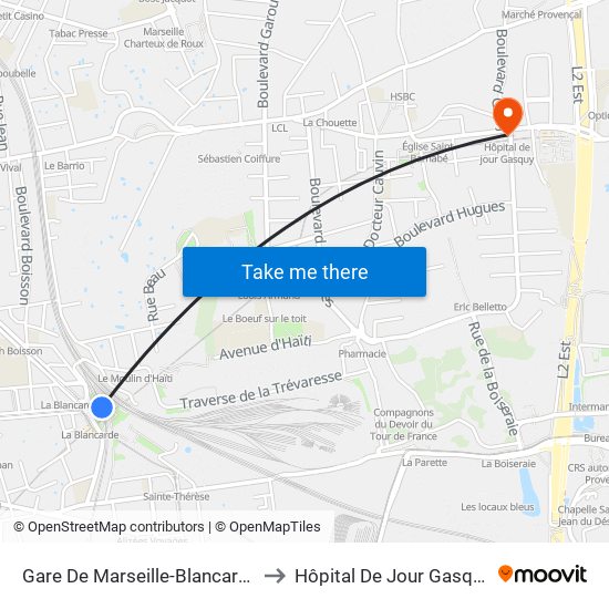 Gare De Marseille-Blancarde to Hôpital De Jour Gasquy map